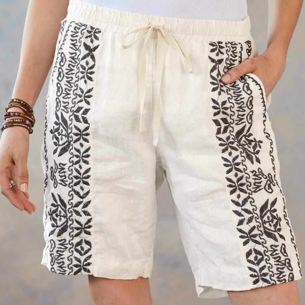 NWT Johnny Was Geoffery Linen Shorts (M) 10